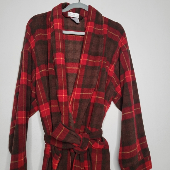 Christian dior plaid robe with waist tie - Picture 3 of 7